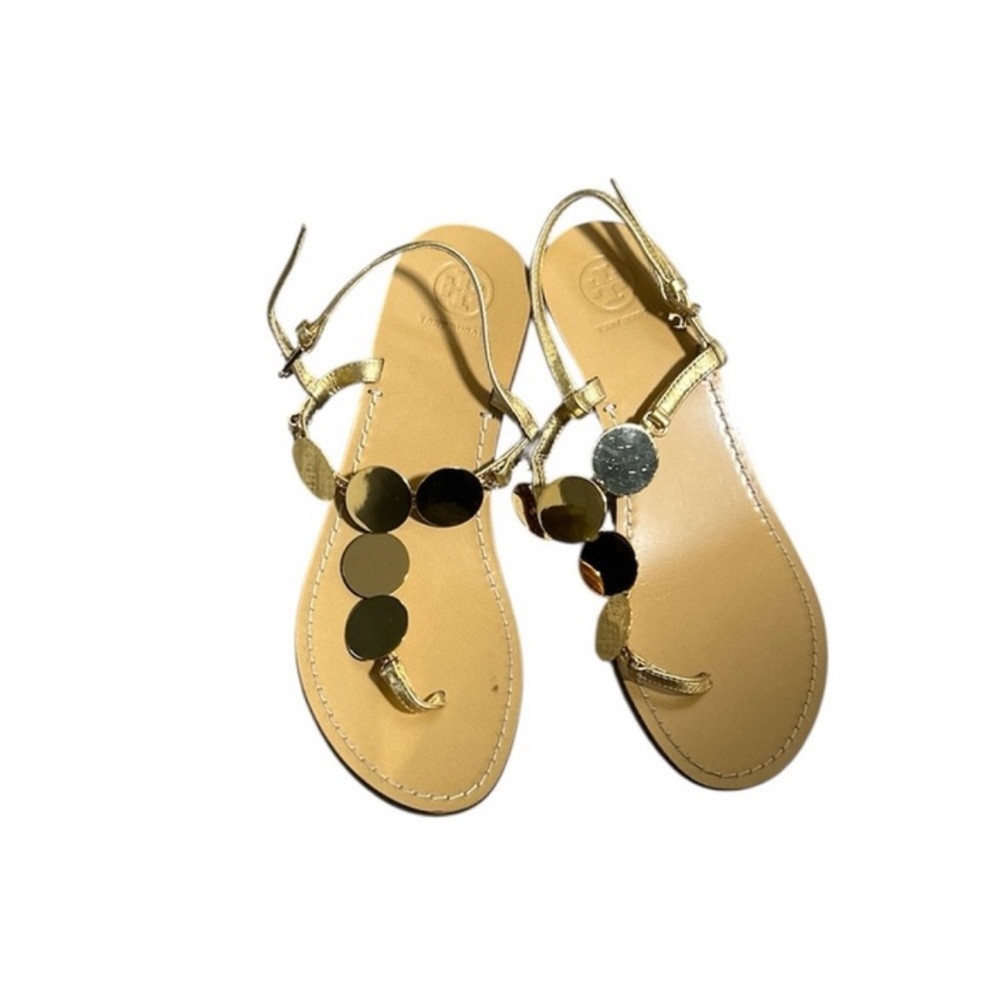 Tory Burch Medallion Gold/Tan  Sandals Size 7.5
